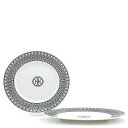 エルメス HERMES 食器 デザートプレート Hデコ ポーセリン ブラック×ホワイト 新品 未使用 アッシュデコ 22.5cm お皿 白 黒 陶器 2枚セット...
