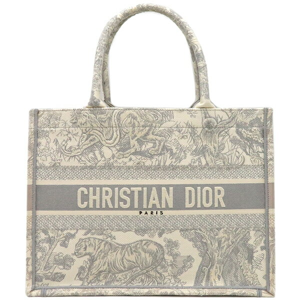 クリスチャン・ディオール Christian Dior トートバッグ ブックトート ミディアム キャンバス グレー トラ エンブロイダリー 【中古】のサムネイル