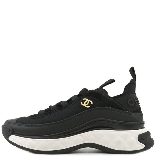 シャネル CHANEL スニーカー ココマーク レザー ファブリック ブラック ＃36 黒 ローカット 厚底 G35617 【箱】【中古】のサムネイル