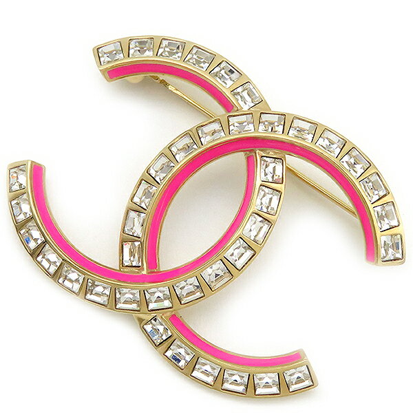 シャネル CHANEL ブローチ ココマーク ラインストーン GP ラインストーン プラスチック ゴールドXピンクXクリア CCマーク 【中古】のサムネイル