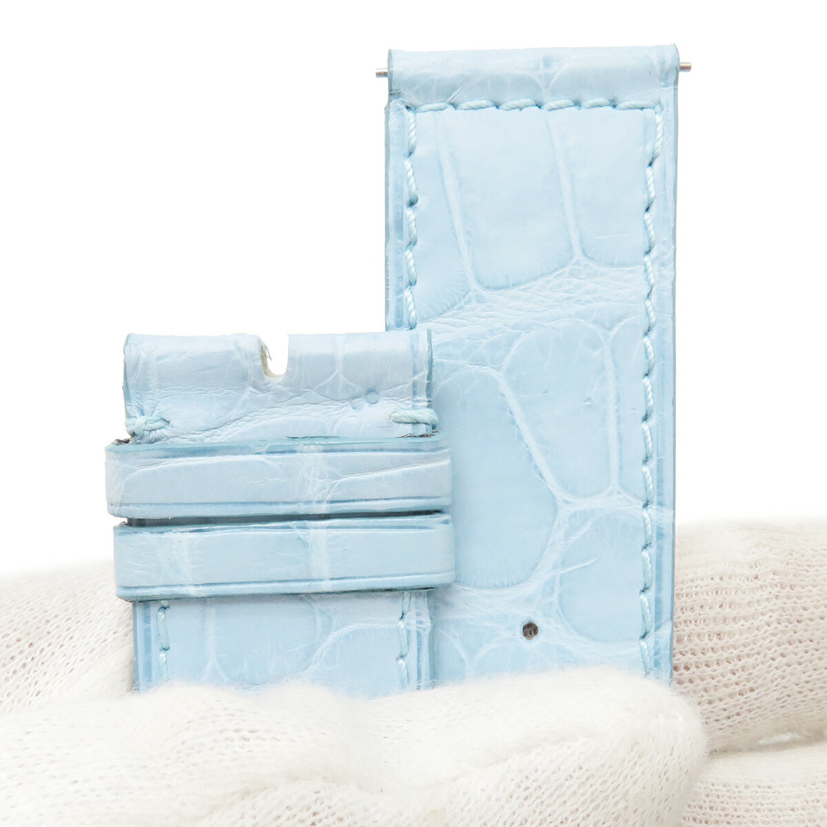 ＼ポイント10倍／ フランクミュラー FRANCK MULLER ロングアイランド 1000用 クロコバンド 純正 替え ベルト ロング マット 22mm ブルー 水色 メンズ 腕時計 【中古】