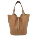 \全品PT2倍day 5/1限定 &最大3万円割引クーポン数量限定5/1-5/3/ エルメス HERMES ハンドバッグ ピコタンロックMM トリヨンクレマンス ゴールド シルバー金具 茶 鍵欠品 B刻印(2023年製) 【箱】【中古】(4)