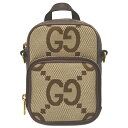 グッチ GUCCI ショルダーバッグ ジャンボGG ジャンボGGキャンバス ベージュ ゴールド金具 茶 斜め掛け シェリーライン 696072【中古】
