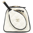\1%OFFセール 最大3万円割引クーポン/ シャネル CHANEL ショルダーバッグ チェーンショルダーバッグ キャンバス レザー ホワイト系×ブラック ゴールド金具 ミニバッグ テニスラケット ココマーク AP3150 H4****** 【箱】【中古】