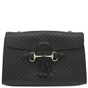 \最大4万円割引クーポン 数量限定/ グッチ GUCCI ショルダーバッグ マイクログッチシマ ホースビット レザー ブラック ゴールド金具 黒 チェーンショルダー 【中古】