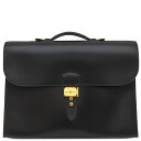 \最大3万円割引クーポン数量限定5/1-5/3/ エルメス HERMES ブリーフケース サックアデペッシュ 3-38 ボックスカーフ ブラック ゴールド金具 ...