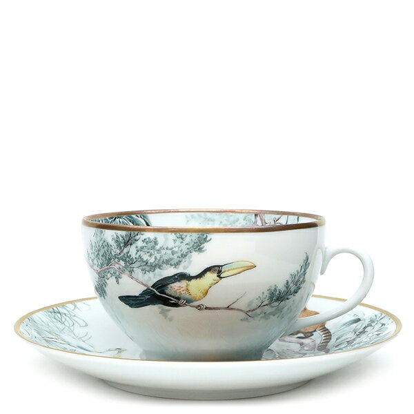 エルメス HERMES 食器 赤道直下のスケッチ ティーカップ＆ソーサー 磁器 ホワイト×マルチカラー 新品 未使用 モーニングカップ ポーセリン 【箱】【中古】のサムネイル