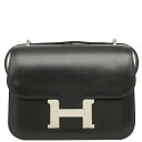 \最大3万円割引クーポン数量限定5/1-5/3/ エルメス HERMES ショルダーバッグ コンスタンス3 ミニ ミロワール ボックスカーフ ブラック シルバー...