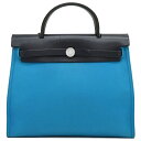 \最大3万円割引クーポン数量限定/ エルメス HERMES 2WAYバッグ エールバッグジップPM 31 トワルオフィシエ ヴァッシュハンター ブルー×ネイビー...