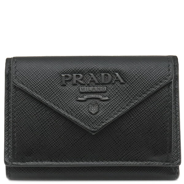 プラダ PRADA 三つ折り財布 サフィアーノ コンパクトウォレット レザー NERO ゴールド金具 コンパクト ウォレット ミニ財布 黒 1MH021 【箱】【中古】のサムネイル