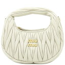 ミュウミュウ MIU MIU 2WAYバッグ ワンダー マテラッセレザー ホーボーミニバッグ レザー ホワイト ゴールド金具 ショルダー ハンドバッグ 白 5B...