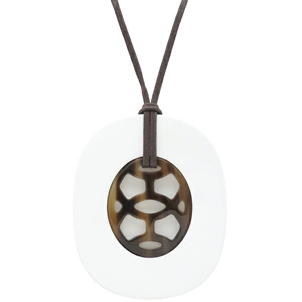 エルメス HERMES ネックレス リフトGM ペンダント バッファローホーン ラッカー ホワイトXブラウン 白 茶 【中古】のサムネイル