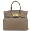 \1%OFFセール 最大3万円割引クーポン/ エルメス HERMES ハンドバッグ バーキン30 トゴ エトゥープ ゴールド金具 鍵1本欠品 グレージュ 【保存...