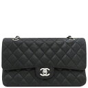 \10%OFFセール 最大3万円割引クーポン/ シャネル CHANEL ショルダーバッグ マトラッセ チェーンショルダー キャビアスキン ブラック シルバー金具 Wフラップ Wチェーン ココマーク CCロゴ 黒 12****** 【保存袋】【中古】
