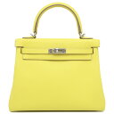 \最大3万円割引クーポン数量限定5/1-5/3/ エルメス HERMES 2WAYバッグ ケリー25 内縫い スイフト ライム シルバー金具 黄色 ショルダー ...