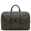 \最大3万円割引クーポン数量限定5/1-5/3/ セリーヌ CELINE ボストンバッグ マカダム レザー ブラック×ブラウン ゴールド金具 ハンドバッグ 総柄...