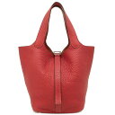 \最大3万円割引クーポン数量限定5/1-5/3/ エルメス HERMES ハンドバッグ ピコタンPM トリヨンクレマンス ヴァーミリオン シルバー金具 赤 □H刻印 【保存袋】【中古】(4)