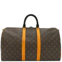 ルイヴィトン LOUIS VUITTON ボストンバッグ キーポル バンドリエール 45 モノグラムマカサー モノグラム×ブラック×オレンジ ゴールド金具 茶 ...