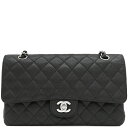 \1%OFFセール 最大3万円割引クーポン/ シャネル CHANEL ショルダーバッグ マトラッセ 25 フラップバッグ キャビアスキン ブラック シルバー金具 ダブルチェーン ダブルフラップ ココマーク 黒 A01112 12****** 【箱】【中古】