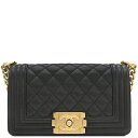 \1%OFFセール 最大3万円割引クーポン/ シャネル CHANEL ショルダーバッグ ボーイシャネル ミニ チェーンショルダー キャビアスキン ブラック ゴールド金具 黒 A67085 ランダムシリアル 【箱】【中古】