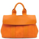 エルメス HERMES ハンドバッグ ヴァルパライソPM トワルシェブロン レザー オレンジ シルバー金具 □O刻印 【箱】【中古】