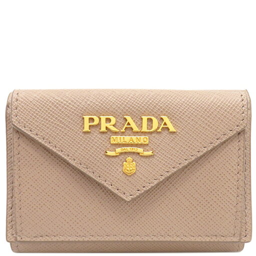 プラダ PRADA 三つ折り財布 メタルロゴ コンパクトウォレット サフィアーノレザー ベージュ ゴールド金具 ミニ財布 1MH021 【箱】【中古】 プラダ PRADA 三つ折り財布 メタルロゴ コンパクトウォレット サフィアーノレザー ベージュ ゴールド金具 ミニ財布 1MH021 【箱】【中古】