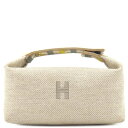 エルメス HERMES ポーチ ブリッド ア ブラック オ カレPM ウール セーグル シルバー金具 ハンドバッグ バニティバッグ 【中古】