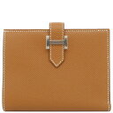 \8/1限定全品PT2倍 &最大3万円割引クーポン数量限定/ エルメス HERMES 二つ折り財布 ベアンコンパクト ヴォーエプソン ゴールド シルバー金具 新...