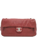 \最大3万円割引クーポン数量限定 7/11まで/ シャネル CHANEL ショルダーバッグ パンチング チェーンショルダー レザー レッド シルバー金具 赤 12******【中古】