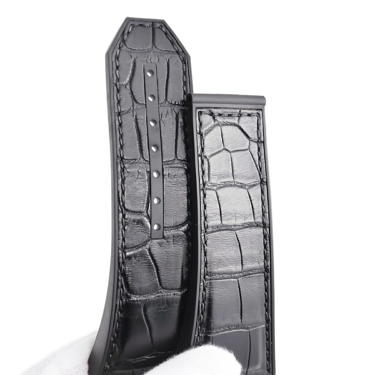 ＼10%OFFセール 最大3万円割引クーポン／ ウブロ HUBLOT スピリットオブビッグバン 601用 クロコ×ラバーバンド 純正 替え ベルト ストラップ 替え 31mm ブラック 黒 メンズ 腕時計 【中古】