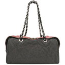 \最大3万円割引クーポン数量限定 7/11まで/ シャネル CHANEL ショルダーバッグ クルーズライン チェーンショルダー デニム ブラック×レッド シルバー金具 ココマーク ミニボストン A47955 13******【中古】