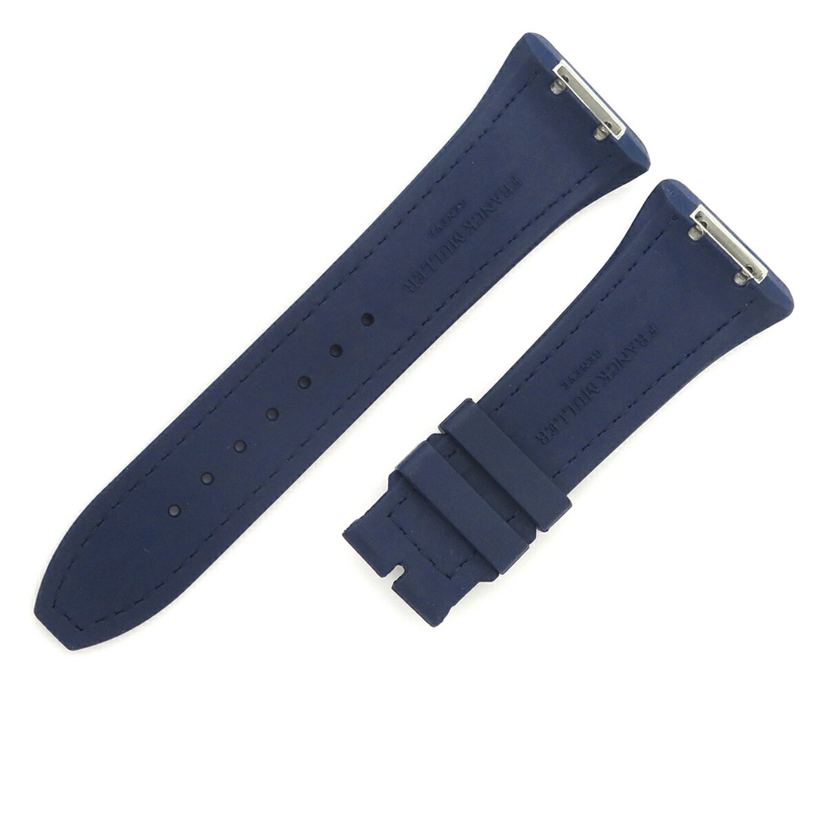 ＼最大4万円割引クーポン 数量限定／ フランクミュラー FRANCK MULLER 腕時計パーツ ヴァンガード V45用 クロコ×ラバーバンド クロコダイル ラバー ネイビー 未使用 純正 ベルト バンド ストラップ 替え 28mm ネイビー 紺 【中古】