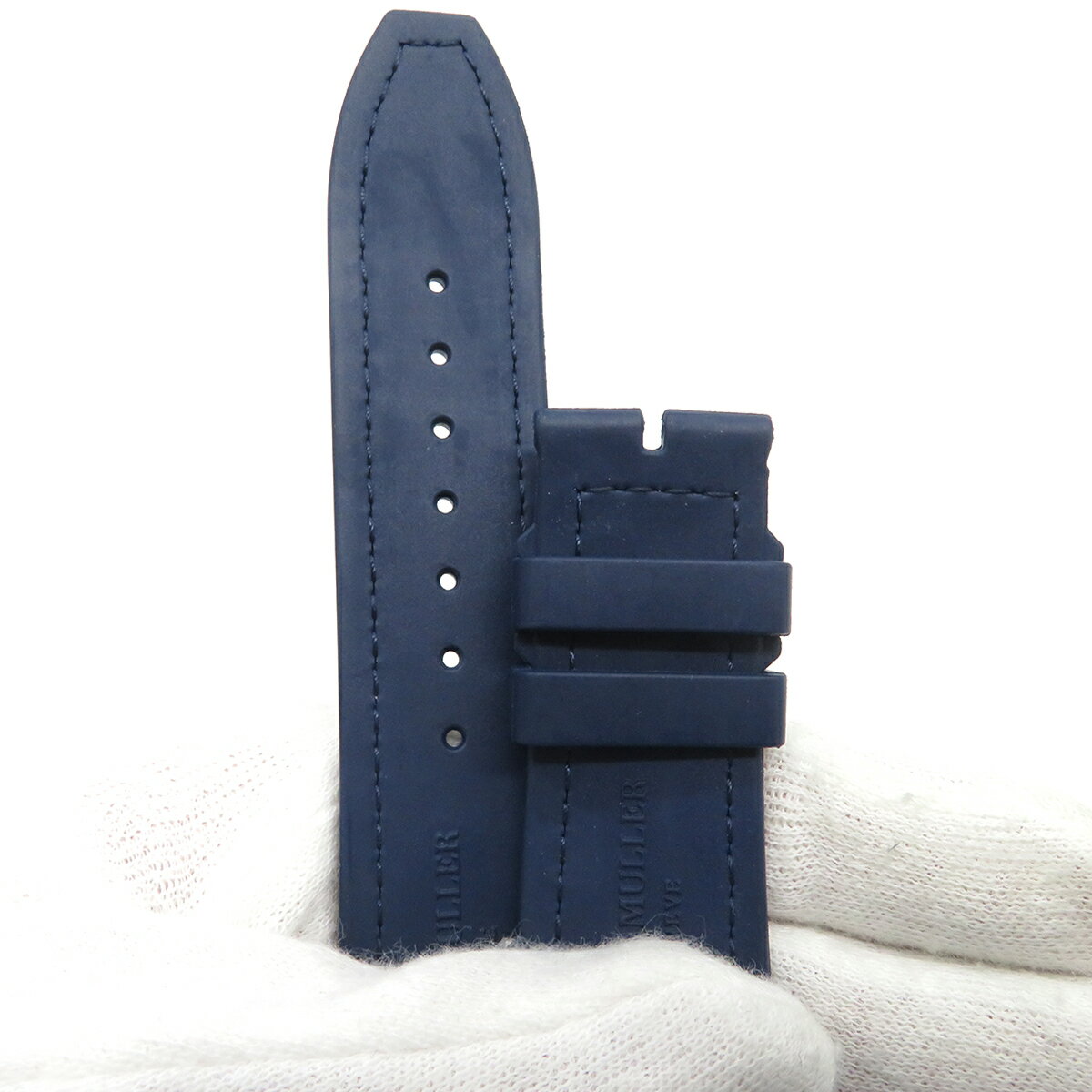 ＼最大4万円割引クーポン 数量限定／ フランクミュラー FRANCK MULLER 腕時計パーツ ヴァンガード V45用 クロコ×ラバーバンド クロコダイル ラバー ネイビー 未使用 純正 ベルト バンド ストラップ 替え 28mm ネイビー 紺 【中古】