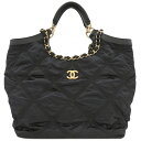 シャネル CHANEL 2WAYバッグ マキシ ショッピング ナイロン レザー グログラン ブラック ゴールド金具 黒 チェーンショルダー AS3152 ランダ...