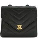 \最大3万円割引クーポン数量限定 7/11まで/ シャネル CHANEL ショルダーバッグ Vステッチ ココマーク レザー ブラック ゴールド金具 黒 肩掛け シェブロン 2******【中古】