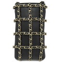 \最大3万円割引クーポン数量限定 7/11まで/ シャネル CHANEL ショルダーバッグ テック ミー アウト ラムスキン ブラック シャンパンゴールド金具 黒 チェーンショルダー フォンケース AP1161 30******【中古】