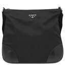 \最大3万円割引クーポン数量限定 8/11 2時まで/ プラダ PRADA ショルダーバッグ 三角ロゴ ナイロン レザー NERO シルバー金具 黒 TESSU...