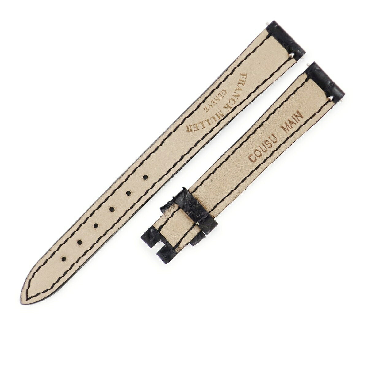 フランクミュラー FRANCK MULLER 腕時計パーツ トノウカーベックス 2250 2251用 クロコバンド クロコダイル ブラック 新品同様 純正 替え ベルト 交換 12mm ブラック 黒 【中古】