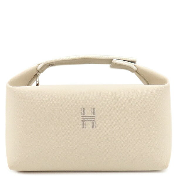 ＼最大3万円割引クーポン数量限定／ エルメス HERMES ポーチ ブリッド ア ブラック GM コットン ナチュラル シルバー金具 アイボリー ハンドバッグ バニティバッグ 【中古】のサムネイル