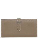 \8/1限定全品PT2倍 &最大3万円割引クーポン数量限定/ エルメス HERMES 長財布 ベアンスフレ シェーブル エトゥープ シルバー金具 グレージュ 二...