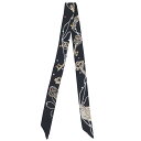 エルメス HERMES スカーフ ツイリードール シルク ブラック×ベージュローズ×マルチカラー 【LES CLES A POIS/レ クレ ア ポア】 【中古】