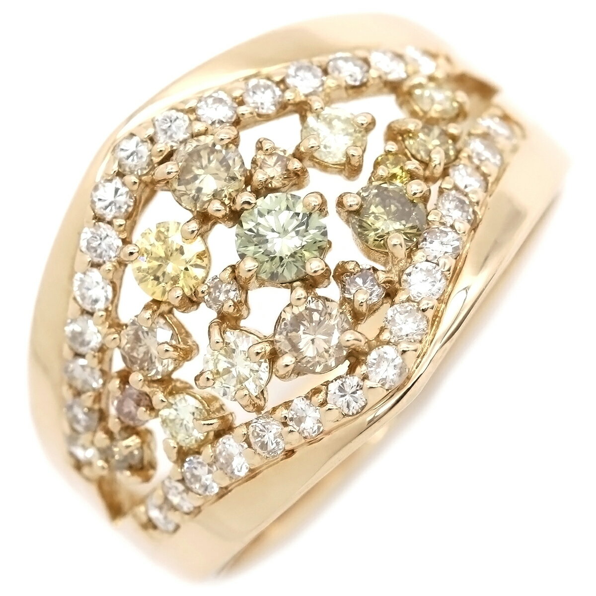 ＼最大4万円割引クーポン 数量限定／ リング 指輪 ダイヤリング K18PG ダイヤモンド ピンクゴールド 750 ピンクゴールド 透かし 13号【中古】