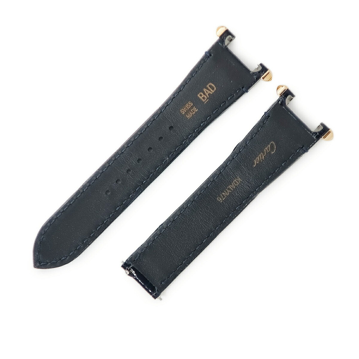 カルティエ Cartier 腕時計パーツ 純正 パシャ用 クロコバンド クロコダイル K18PG ダークネイビー 未使用 ベルト ストラップ 19mm 紺 ダークネイビー シャイニー 【中古】