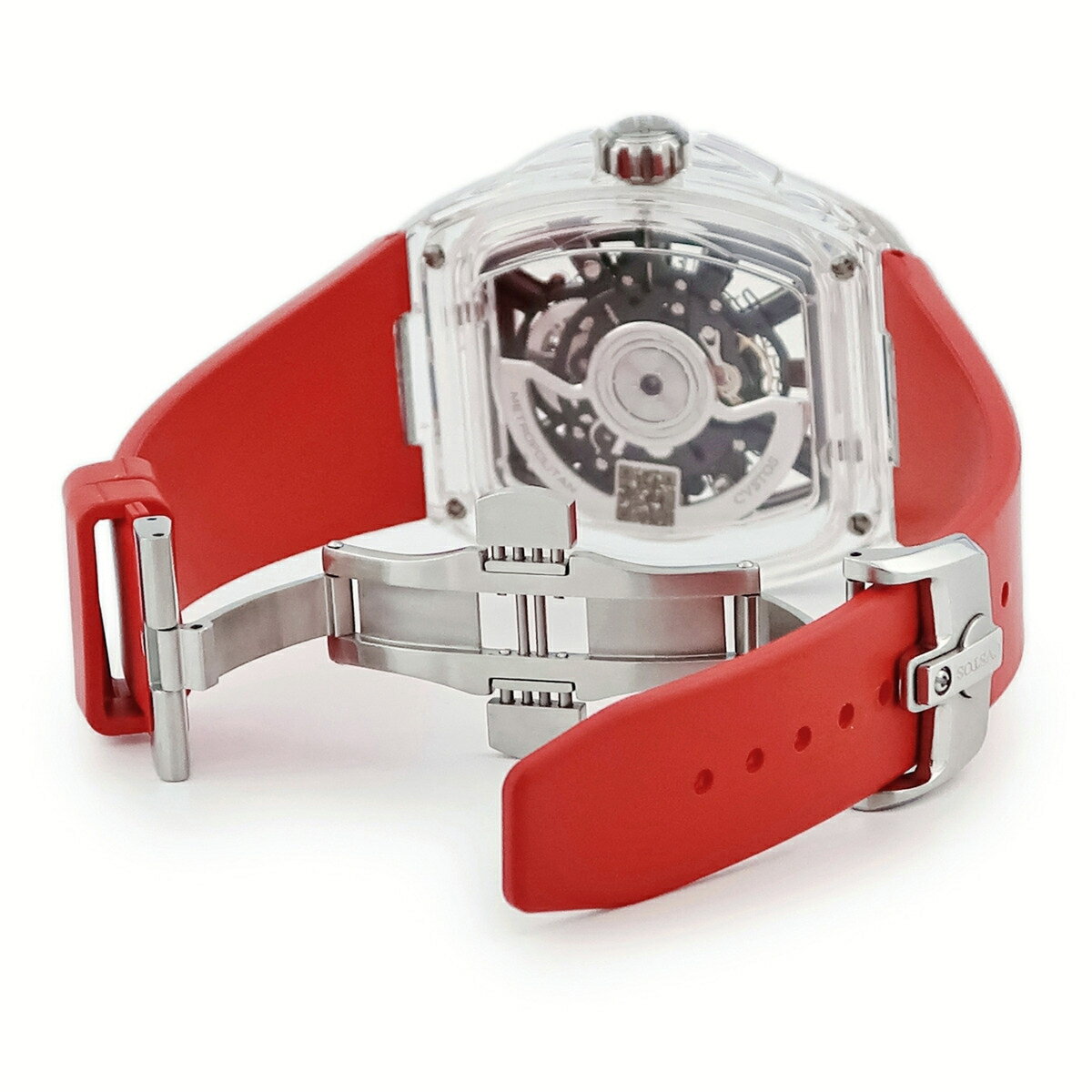 クストス CVSTOS メトロポリタン PS サファイア ブレール・エンボロ F00103.4288002 新品同様 スケルトン メンズ 腕時計自動巻き レッド 【中古】