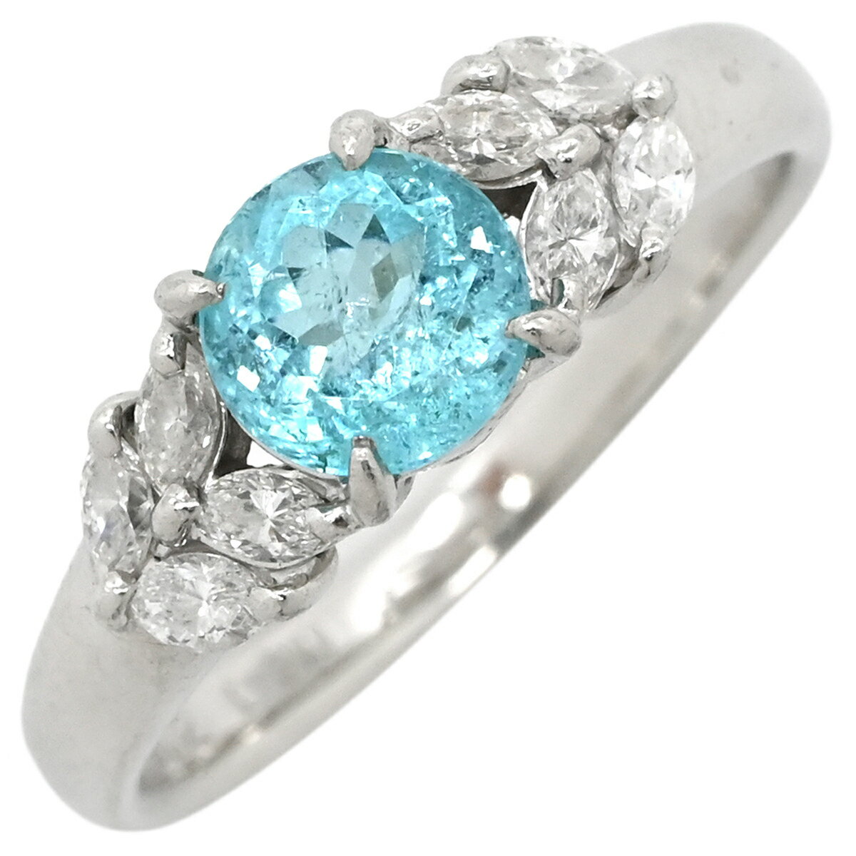 リング 指輪 パライバトルマリン ダイヤリング Pt900 パライバトルマリン プラチナシルバー ブルー 青 13号【中古】