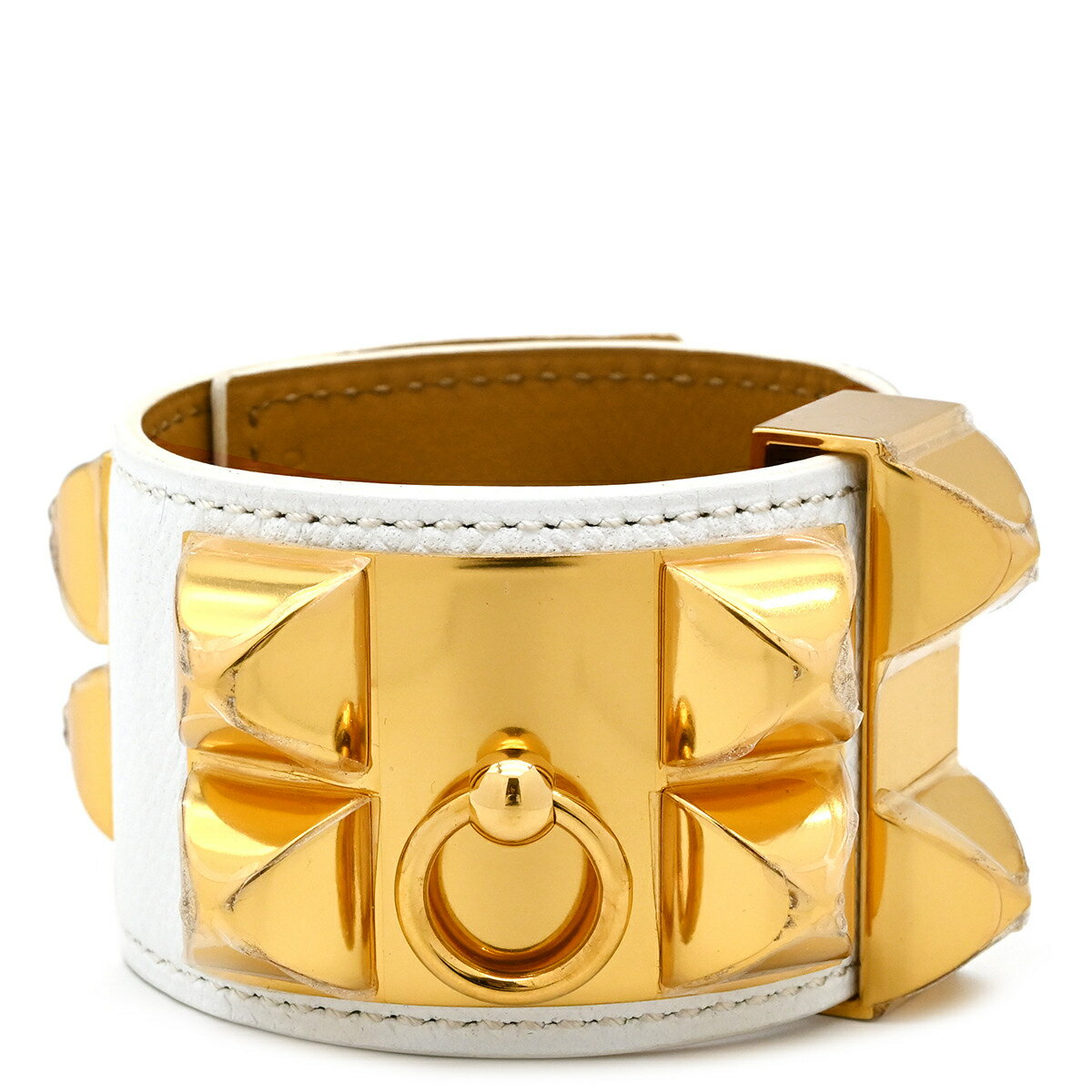 エルメス HERMES ブレスレット コリエドシアン プレス エプソン ヴォーエプソン GP ホワイト 白 【中古】