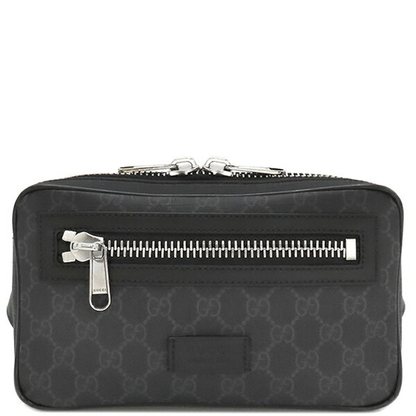 グッチ GUCCI ボディバッグ ソフト GGスプリーム ベルトバッグ GGスプリームキャンバス ブラック シルバー金具 ウェブライン 黒 ウエストバッグ 474293【中古】