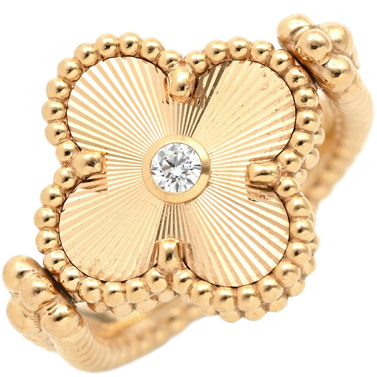 ヴァンクリーフアーペル Van Cleef & Arpels リング 指輪 ヴィンテージ アルハンブラ リバーシブル K18RG ダイヤモンド カーネリアン 赤Xローズゴールド #47(JP7) 18金 ダイヤ1P 7号 VCARP7U547【中古】のサムネイル