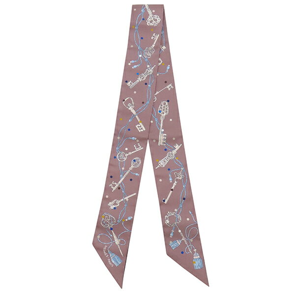 エルメス HERMES スカーフ ツイリー シルク マロングラッセ×グリス 【LES CLES A POIS/レ クレ ア ポア..