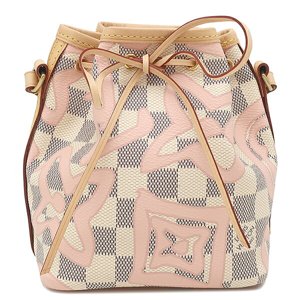 E, H, I, Y - ルイヴィトン LOUIS VUITTON ショルダーバッグ ナノ ノエ ダミエアズールキャンバス ダミエアズール タヒチ ゴールド金具 白 ピンク N60052 RFID/AR2107【中古】